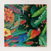 Puzzle Perroquet tropical : Arrière - plan floral exotiqu (Horizontal)