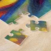 Puzzle Perroquet Tropical Impressionniste Bleu Vert (Côté)
