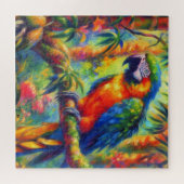 Puzzle Perroquet Tropical Impressionniste Bleu Vert (Horizontal)