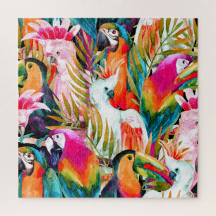 Puzzle Perroquets d'aquarelle : Motif Tropical