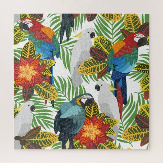 Puzzle Perroquets tropicaux, motif vintage sans soudure. (Vertical)