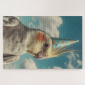 Puzzle Perruche calopsitte avec chapeau d'anniversaire su (Horizontal)