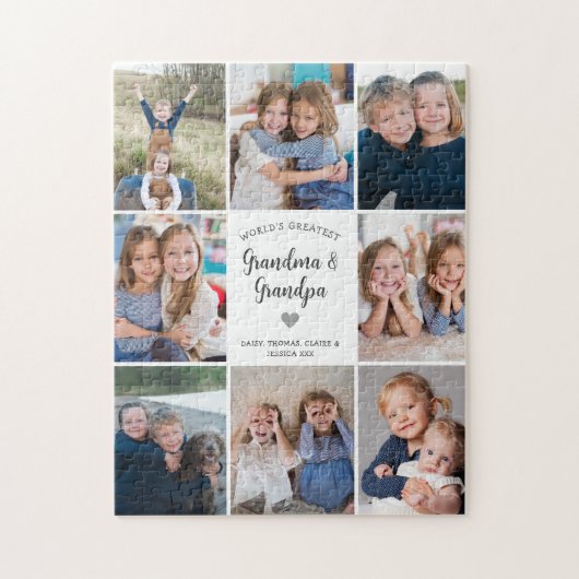 Puzzle Personalised 8 Photo Collage Grandparents Modern (Vertical)