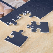 Puzzle Personalized 3 Photo Mother's Day Navy Blue Hearts (Côté)
