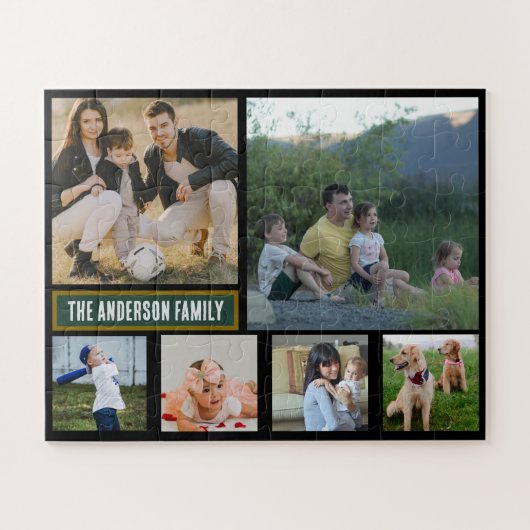 Puzzle Personalized 6‑Photo Family Name - Gift  (Horizontal)