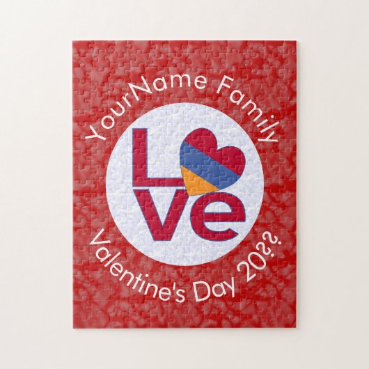 Puzzle Personalized Armenian Red Letters LOVE Flag (Vertical)