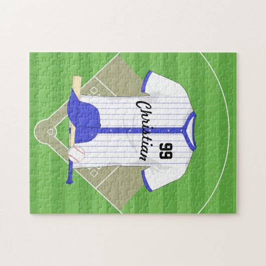 Puzzle Personalized blue baseball (Horizontal)