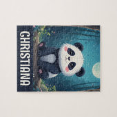 Puzzle Personalized Cute Whimsical Panda in a Forest (Horizontal)