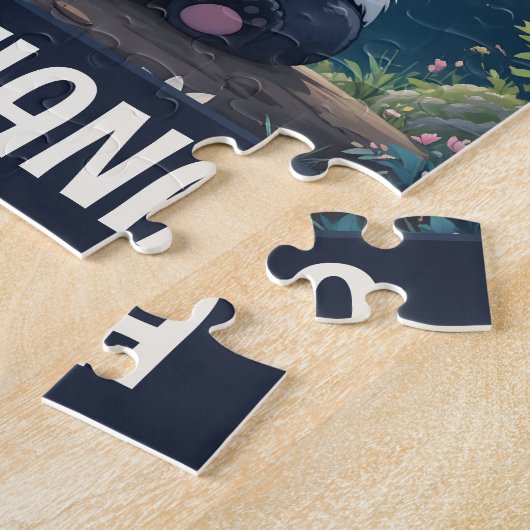 Puzzle Personalized Cute Whimsical Panda in a Forest (Côté)