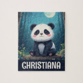 Puzzle Personalized Cute Whimsical Panda in a Forest (Vertical)