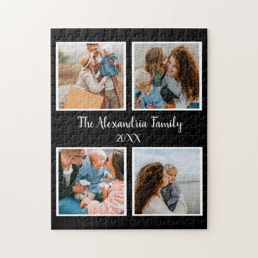 Puzzle Personalized family 4 photo collage template (Vertical)