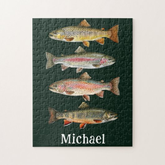 Puzzle Personalized Fishing Lover  – Trout Fishing Design (Vertical)
