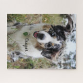 Puzzle Personalized Merle Australian Shepherd Puppy (Horizontal)