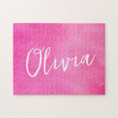Puzzle Personalized Name Gradient Ombre Pink (Horizontal)