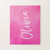 Puzzle Personalized Name Gradient Ombre Pink (Vertical)