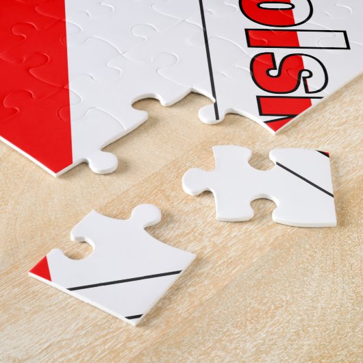 Puzzle Personalized Red Name Polska Flag Tiled (Côté)