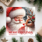 Puzzle Personalized Santa Claus and Rudolph Festive Gift