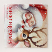 Puzzle Personalized Santa Rudolph Christmas Kids Gift (Horizontal)