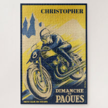 Personalized Vintage Retro Motorcycle Racing Art
