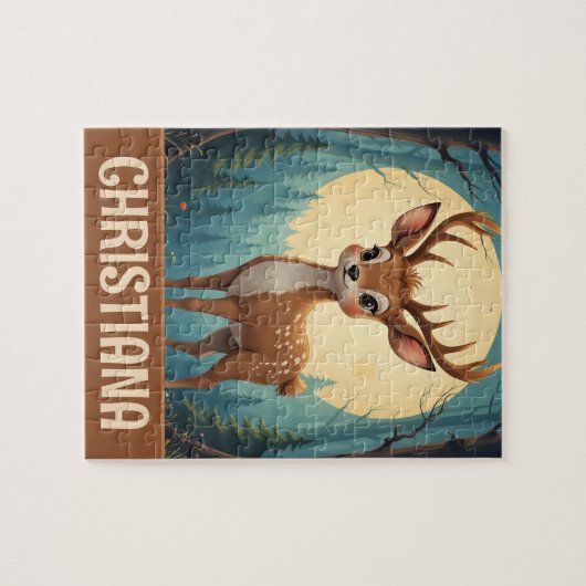 Puzzle Personalized Whimsical Deer in Forest (Horizontal)