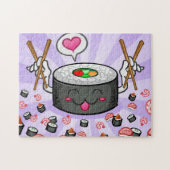 Puzzle Personnage de dessin animé de sushi mangeant un (Horizontal)