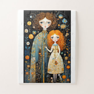 Puzzle Personnages adorables de conte de fées dans un mon