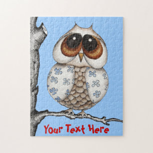 Puzzle personnalisable de hibou floral