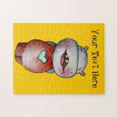 Puzzle personnalisable d'hippopotame drôle (Horizontal)