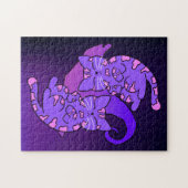 Puzzle Personnalisable Purple Gemini Retro Neon Kittens (Horizontal)