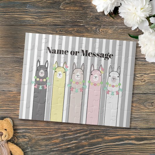 Puzzle Personnalisé Cute Retro Coloré Llamas Enfants