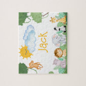 Puzzle personnalisé de nom d'enfant animal de la j (Vertical)