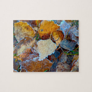 Puzzle personnalisé Feuilles d'automne givré