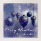 Puzzle Personnalisé Hanging Noël Baubles bleu foncé - (Vertical)