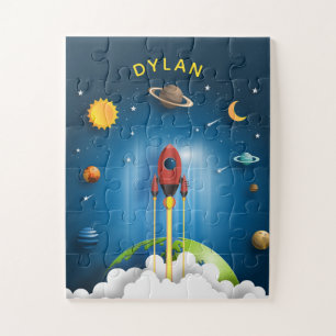 Puzzle personnalisé pour enfants de navire-fusée