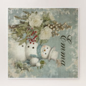 Puzzle Personnalisé Russe Vintage Snowman Noël (Horizontal)