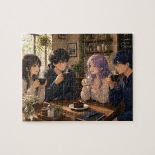 Puzzle Personnes d'anime buvant du café