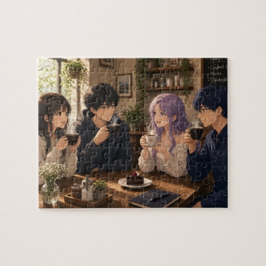 Puzzle Personnes d'anime buvant du café (Horizontal)