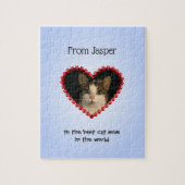 Puzzle Pet photo texte personnalisé bleu (Vertical)