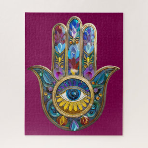 Puzzle Pétales Colorés Feuilles Hamsa Saphir Troisième Oe