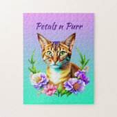 Puzzle Pétales et Purr Cute Chat et jolies Fleurs (Vertical)