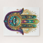 Puzzle Pétales violettes vert or Hamsa Turquoise Troisièm (Horizontal)