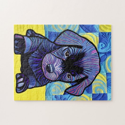 Puzzle Petit Black Lab Puppy Quilt Comme Design (Horizontal)