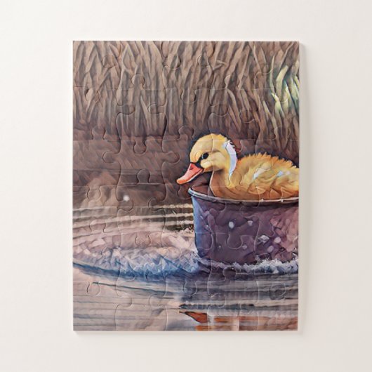 Puzzle Petit Canard Jaune Jouant Dans Le Seau (Vertical)