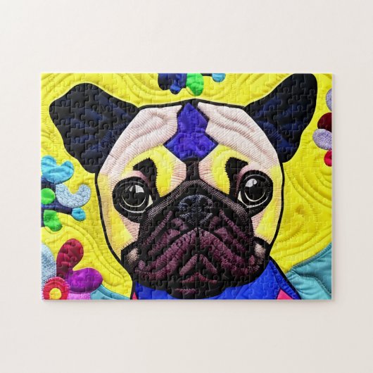 Puzzle Petit Carlin Puppy Quilt Comme Design (Horizontal)