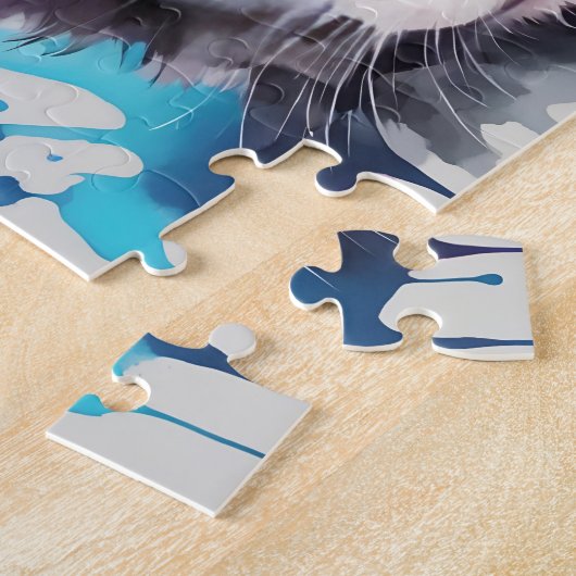 Puzzle Petit Chat blanc mignon coloré (Côté)