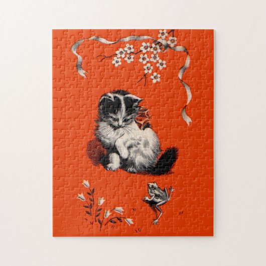 Puzzle petit chaton et grenouille (Vertical)