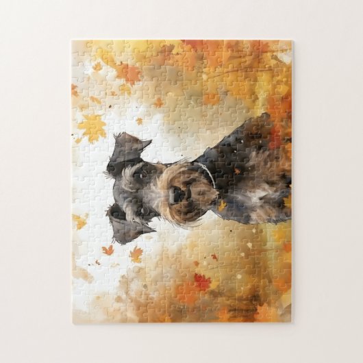 Puzzle Petit Chien Schnauzer mignon/Automne/Automne/Autom (Vertical)