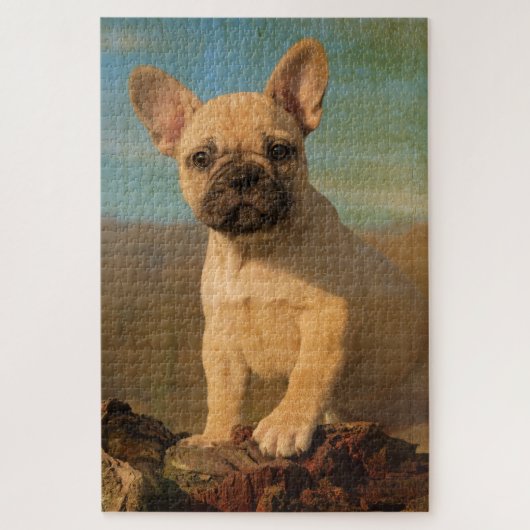 Puzzle Petit chiot français de Bulldog, photo vintage (Vertical)