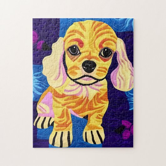 Puzzle Petit Cocker Spaniel Puppy Quilt Comme Design (Vertical)