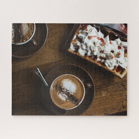 Puzzle Petit déjeuner café et gaufre en Bed (Horizontal)